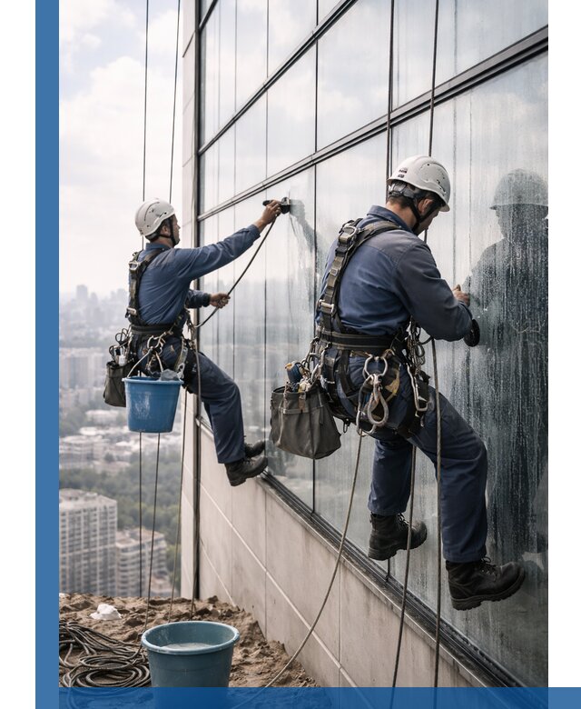 Профессиональная мойка фасадных окон альпинистами в Ноябрьске