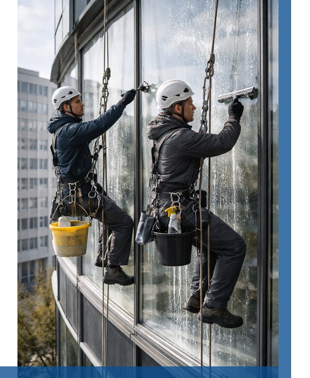 Мойка панорамных окон в Ноябрьске от 355 р. заказать у ВЫСОТНИК-Нбс