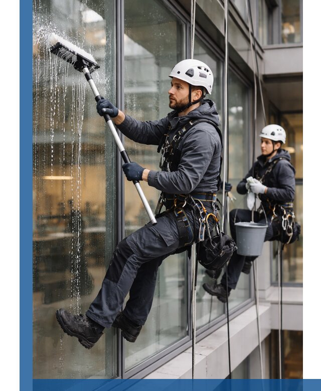 Профессиональная мойка витражей промышленными альпинистами в Ноябрьске
