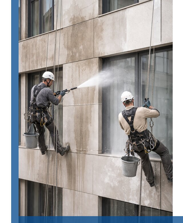 Послестроительная мойка фасада промышленным альпинизмом в Ноябрьске