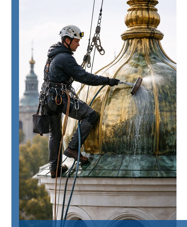 Профессиональная мойка куполов и шпилей высотными альпинистами в Ноябрьске