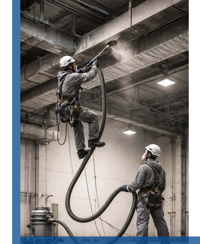 Обеспыливание потолочных конструкций в Ноябрьске промышленным альпинизмом