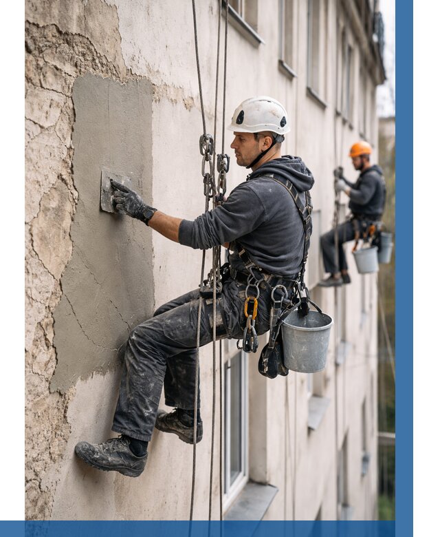 Восстановление штукатурки фасада в Ноябрьске от 1216 р. | ВЫСОТНИК-Нбс