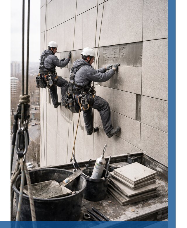 Ремонт фасада из керамогранита в Ноябрьске от 2533 р. | ВЫСОТНИК-Нбс