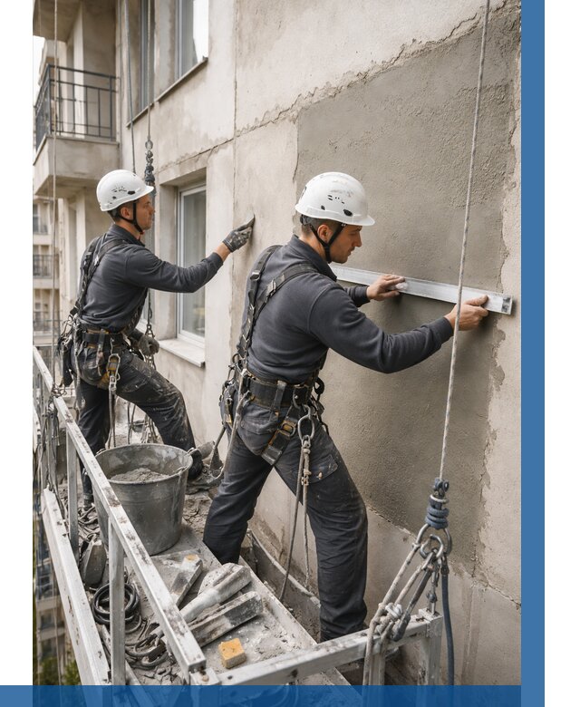 Штукатурка фасада на высоте в Ноябрьске от 912 р. | ВЫСОТНИК-Нбс