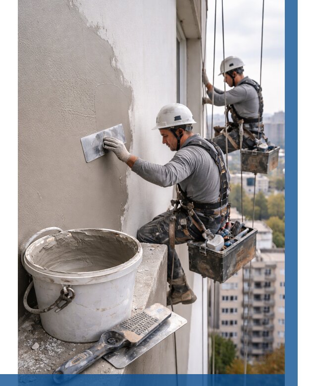 Шпаклевка фасада на высоте в Ноябрьске от 709 р. | ВЫСОТНИК-Нбс