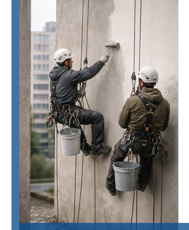 Покраска фасадов высотными альпинистами в Ноябрьске с гарантией