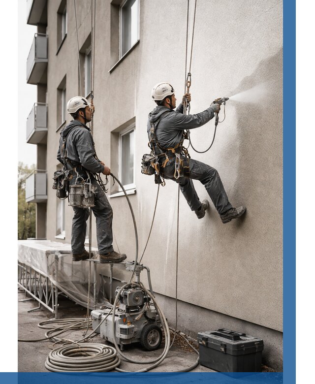 Безвоздушная покраска фасада в Ноябрьске от 223 р/м² | ВЫСОТНИК-Нбс