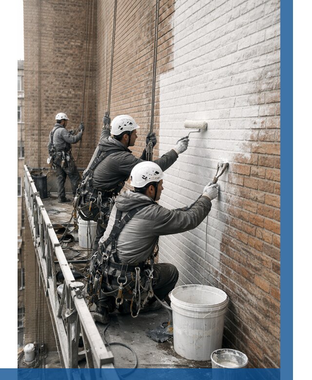 Покраска кирпичного фасада в Ноябрьске от 355 р. | ВЫСОТНИК-Нбс