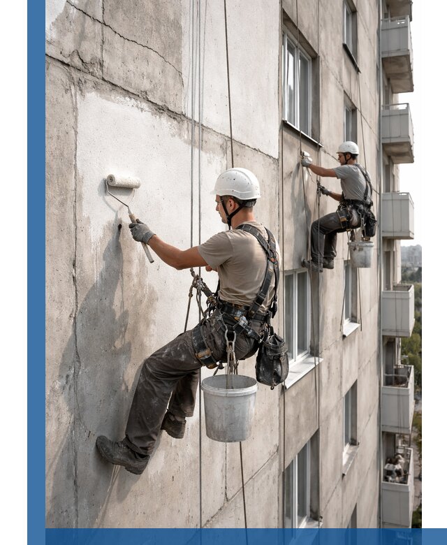 Покраска бетонного фасада в Ноябрьске для жилых и промышленных объектов