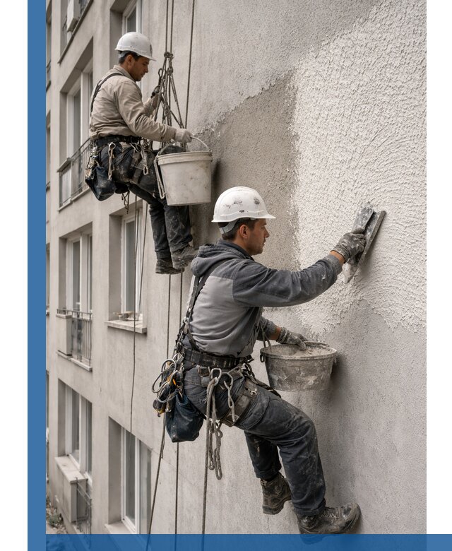 Нанесение декоративной штукатурки короед на фасад в Ноябрьске