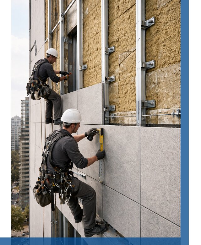 Монтаж вентилируемого фасада в Ноябрьске от 3546 р. | ВЫСОТНИК-Нбс