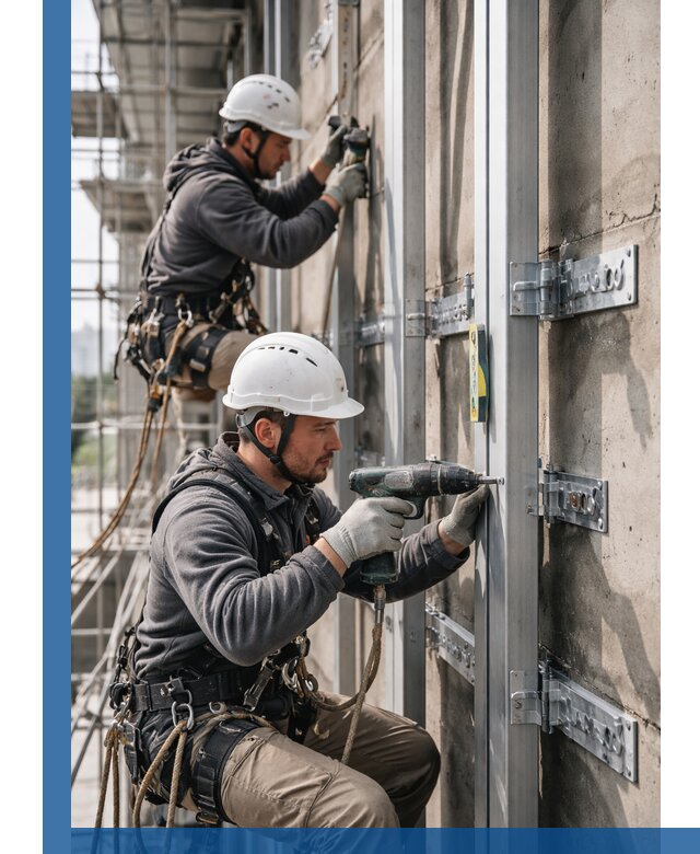 Монтаж и крепление подсистемы вентфасада в Ноябрьске