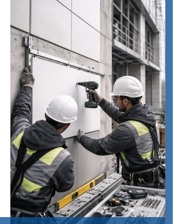 Монтаж композитных панелей фасада в Ноябрьске от 2533 р. | ВЫСОТНИК-Нбс