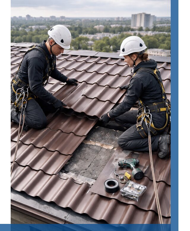 Ремонт металлочерепицы на крыше в Ноябрьске от 912 р. | ВЫСОТНИК-Нбс