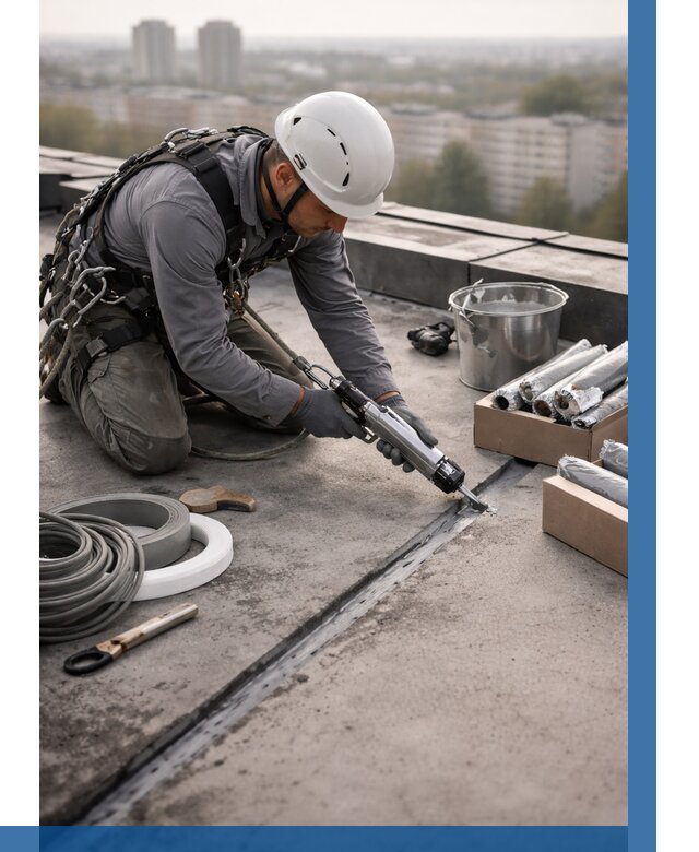 Герметизация швов кровли в Ноябрьске от 456 р./м2 | ВЫСОТНИК-Нбс