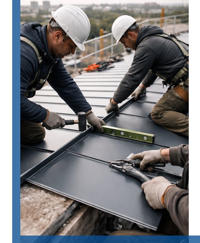 Монтаж фальцевой кровли в Ноябрьске для промышленных зданий