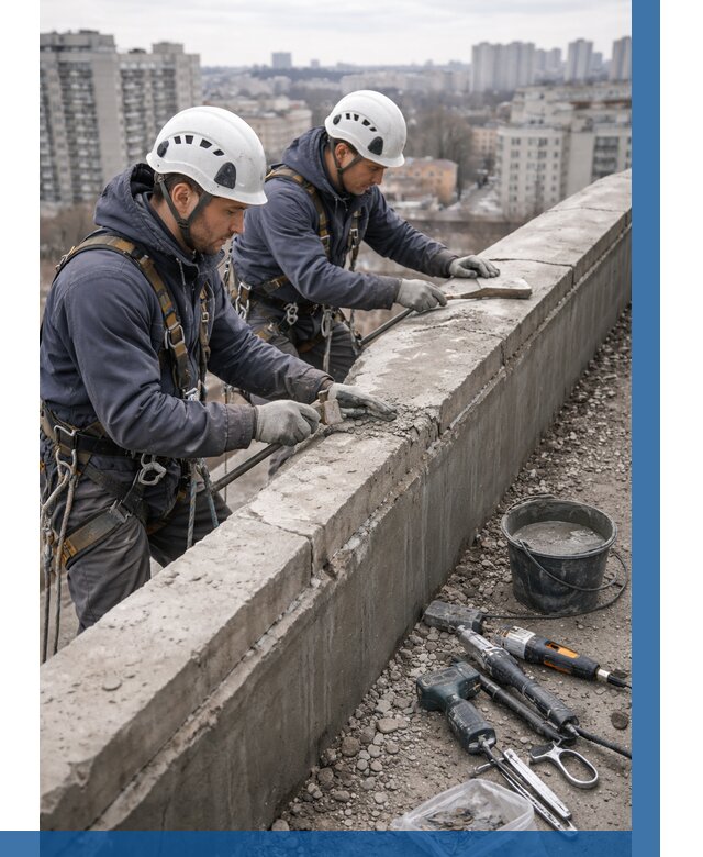 Ремонт парапета на кровле в Ноябрьске от 1520 р. | ВЫСОТНИК-Нбс