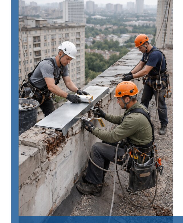 Ремонт парапета на кровле в Ноябрьске, высотные работы с гарантией