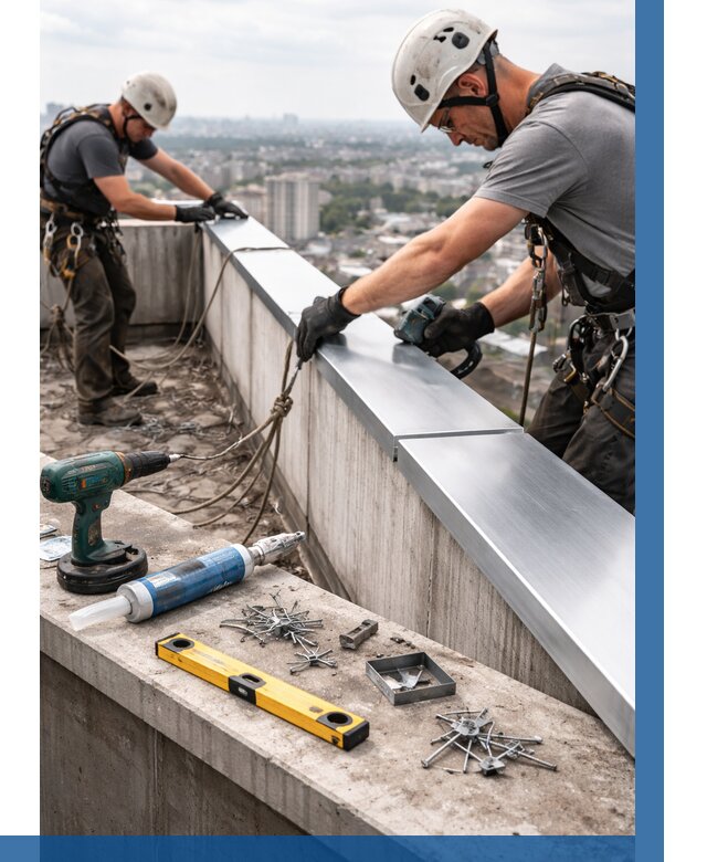 Монтаж парапетных крышек в Ноябрьске от 810 р. | ВЫСОТНИК-Нбс