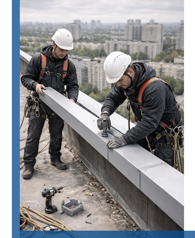 Монтаж парапетных крышек и ограждений кровли в Ноябрьске