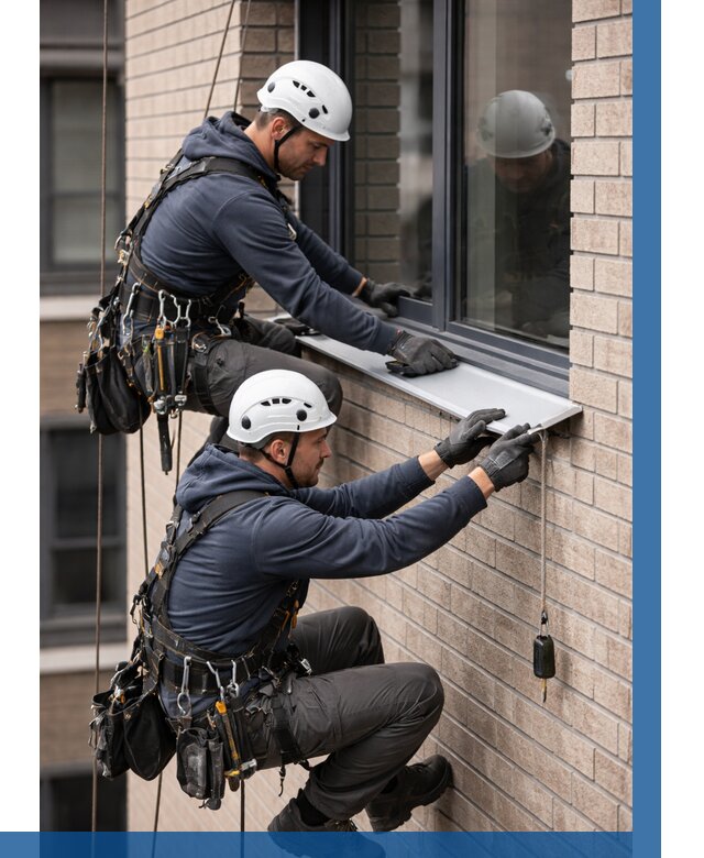 Монтаж оконных отливов под ключ в Ноябрьске от 3546 р. | ВЫСОТНИК-Нбс