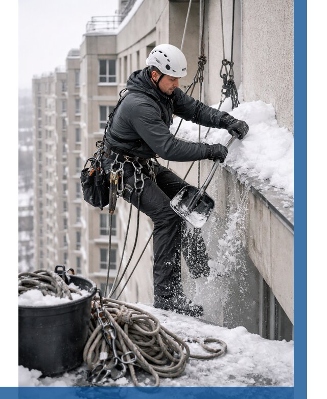 Очистка карнизов от снега в Ноябрьске от 304 р. | ВЫСОТНИК-Нбс