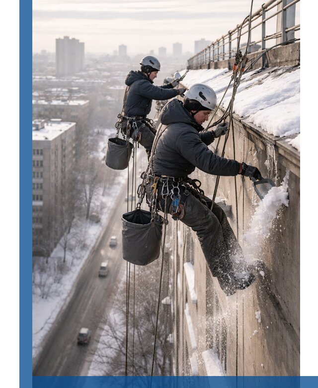 Очистка карнизов от снега в Ноябрьске профессионально и безопасно
