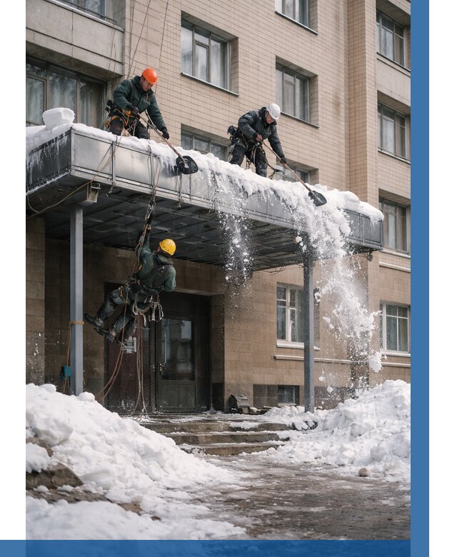 Очистка козырьков от снега в Ноябрьске от 3546 р. | ВЫСОТНИК-Нбс