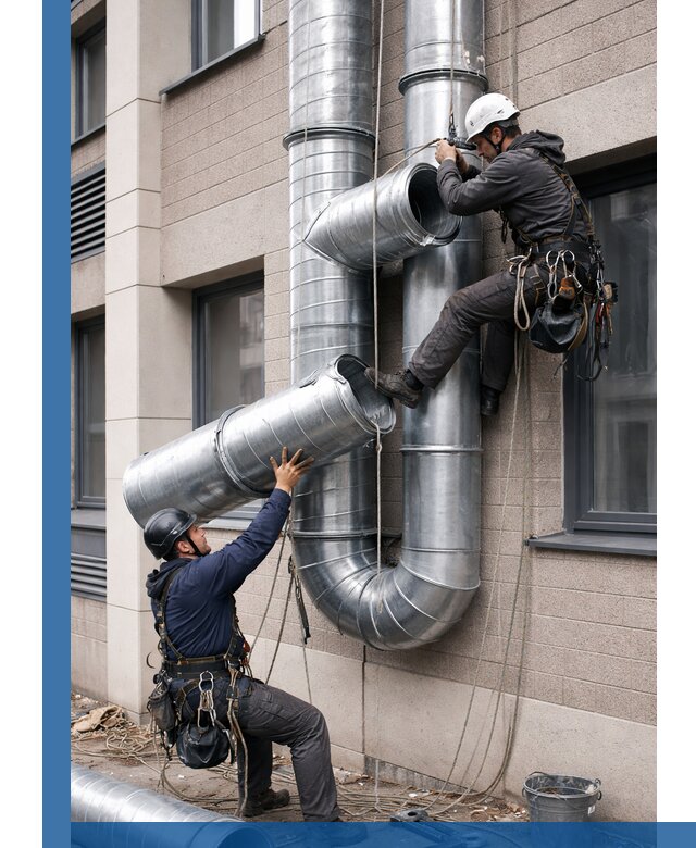Монтаж фасадных воздуховодов в Ноябрьске с герметизацией и крепежом