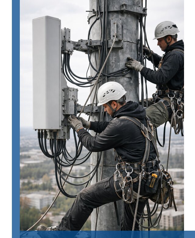 Монтаж оборудования связи на мачте в Ноябрьске с пусконаладкой