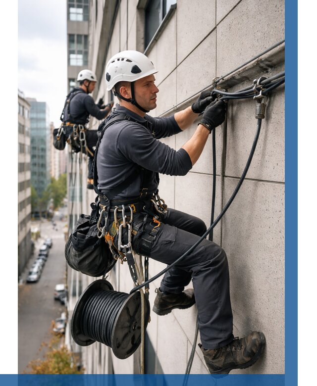 Прокладка кабеля по фасаду в Ноябрьске от 355 р. | ВЫСОТНИК-Нбс