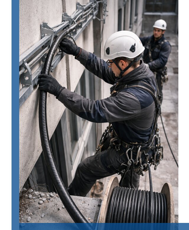 Протяжка кабеля питания на высоте в Ноябрьске с гарантией безопасности и качества