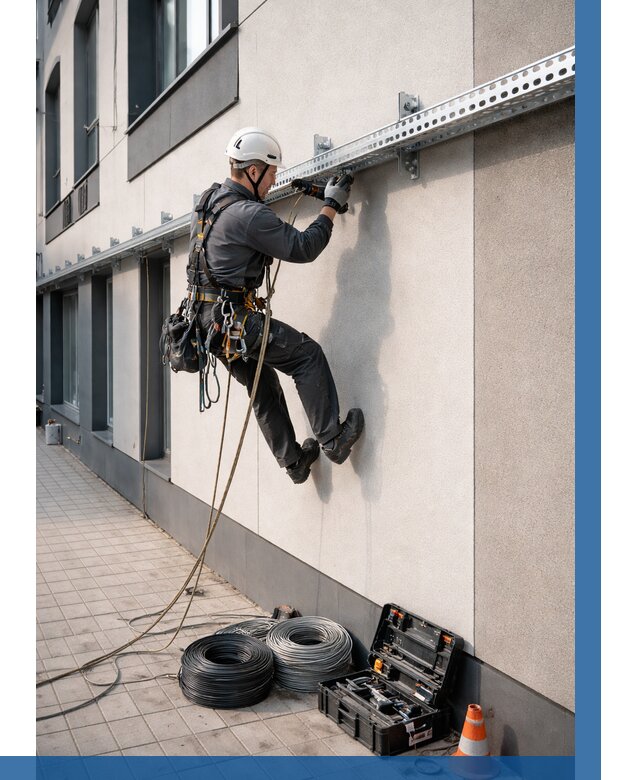 Монтаж кабельных лотков на фасаде в Ноябрьске от 1216 р. | ВЫСОТНИК-Нбс