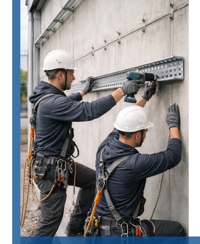 Монтаж кабельных лотков на фасаде зданий в Ноябрьске с гарантией