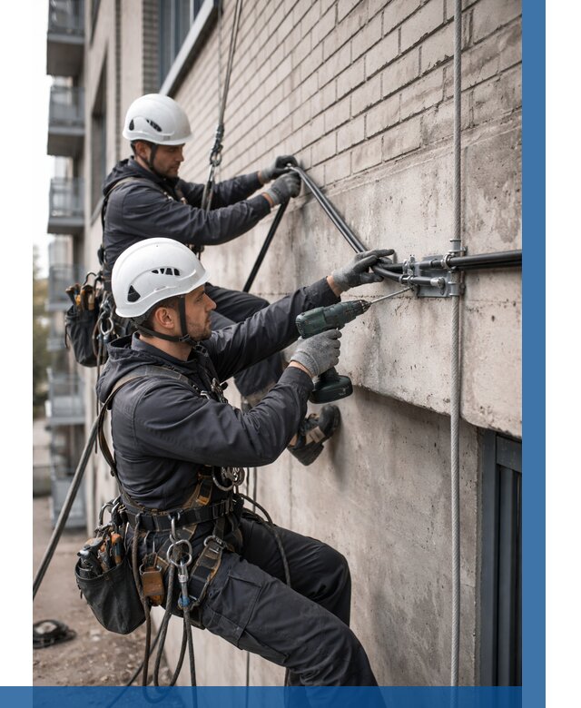 Крепление кабеля на фасаде в Ноябрьске от 355 р. | ВЫСОТНИК-Нбс