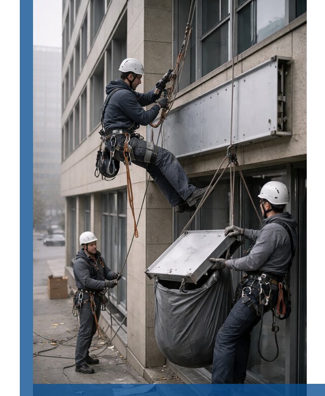 Демонтаж рекламной вывески с высотными работами в Ноябрьске