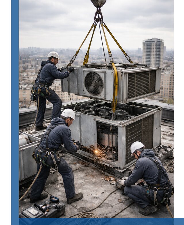 Демонтаж крышной установки в Ноябрьске любой сложности