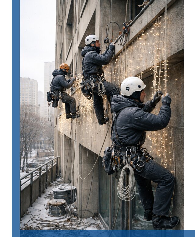 Монтаж новогодней иллюминации и украшение фасадов в Ноябрьске