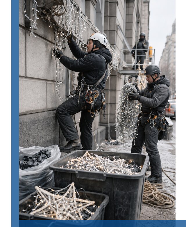 Демонтаж новогоднего оформления и гирлянд в Ноябрьске