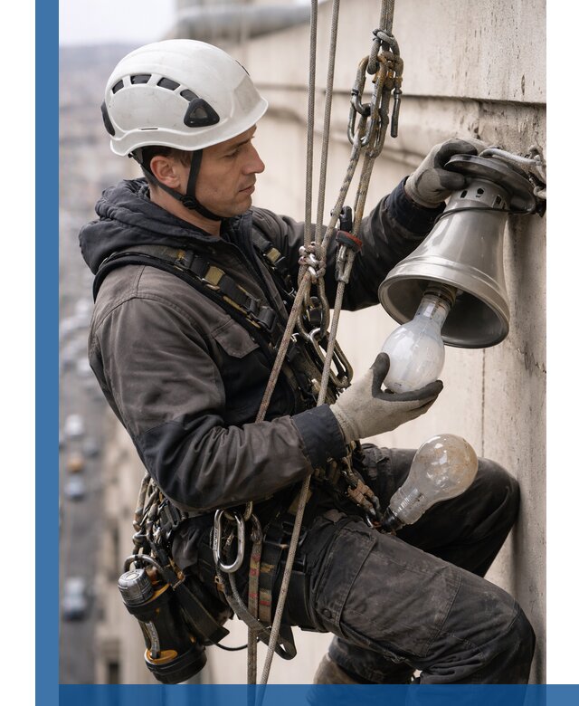 Замена ламп на высоте в Ноябрьске профессионально и быстро