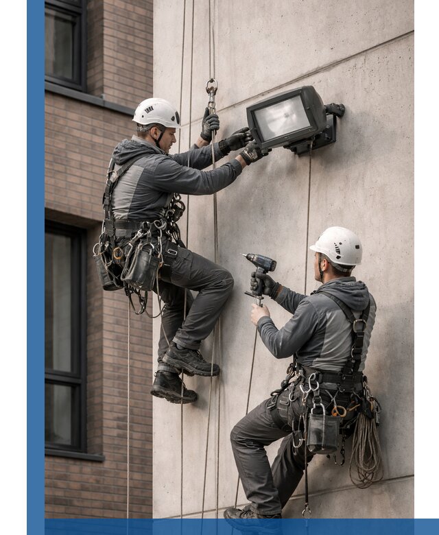 Профессиональный монтаж фасадных прожекторов в Ноябрьске под ключ