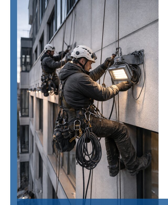 Монтаж фасадного освещения в Ноябрьске установка и подключение