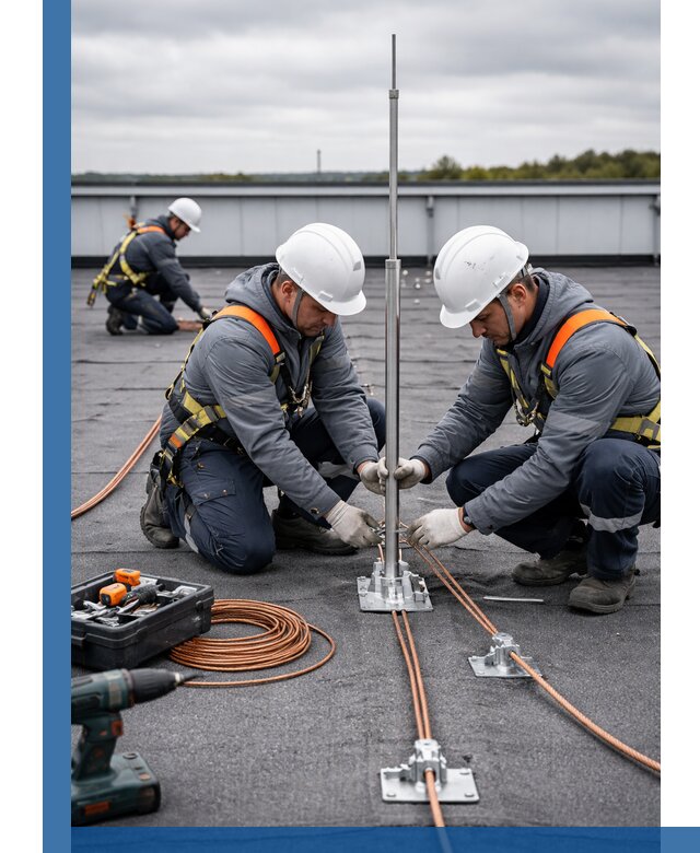 Монтаж молниезащиты на кровле в Ноябрьске под ключ с гарантией