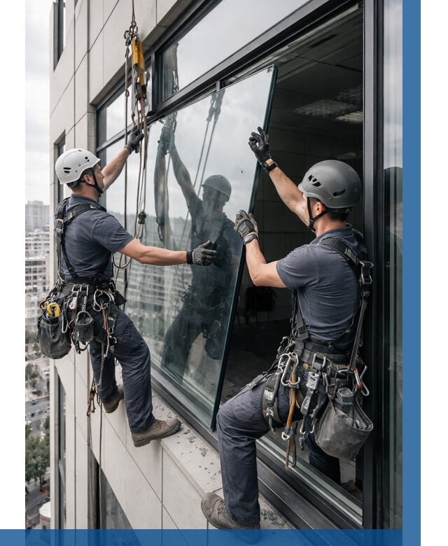 Замена стеклопакетов на высоте в Ноябрьске от 5572 р. | ВЫСОТНИК-Нбс