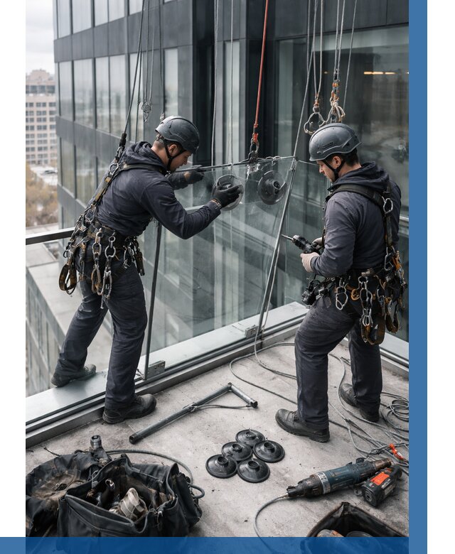 Монтаж стеклянных ограждений в Ноябрьске от 2533 р. | ВЫСОТНИК-Нбс