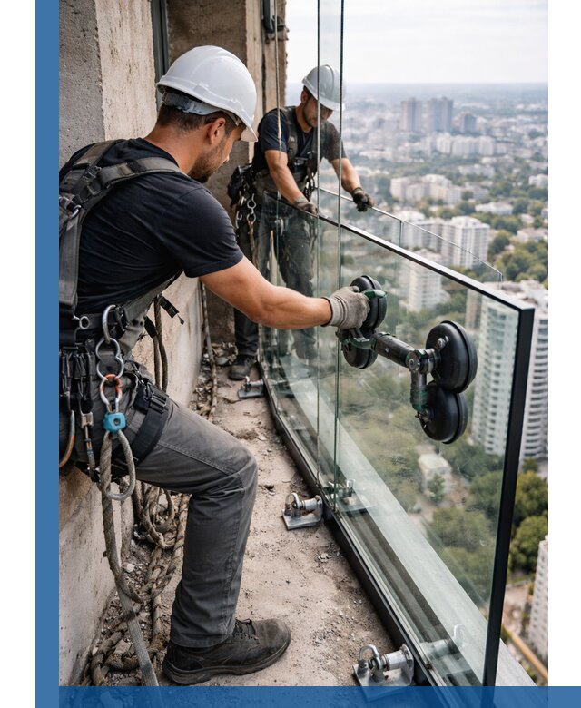 Монтаж стеклянных ограждений под ключ с гарантией в Ноябрьске