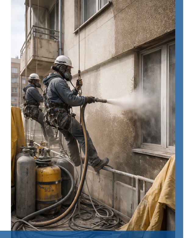 Пескоструйная очистка фасада в Ноябрьске от 658 р. | ВЫСОТНИК-Нбс