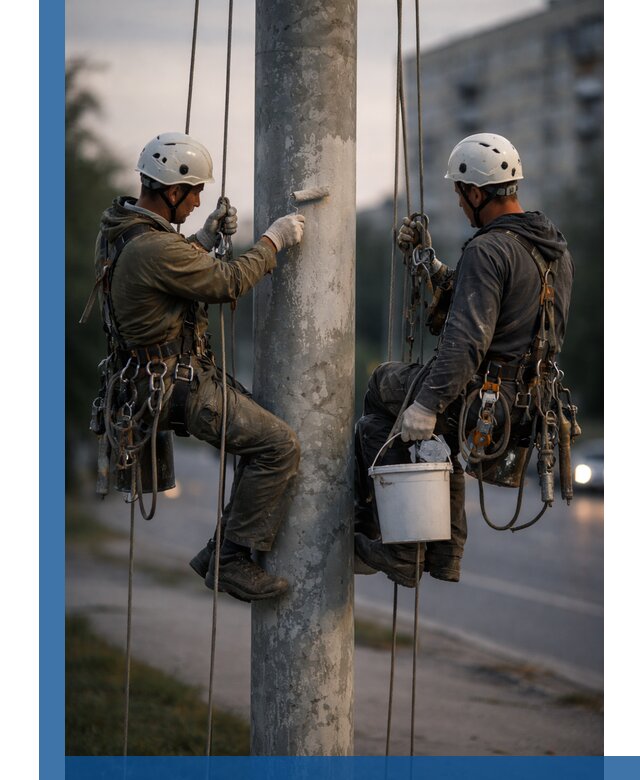 Покраска опор освещения и антикоррозийная защита в Ноябрьске