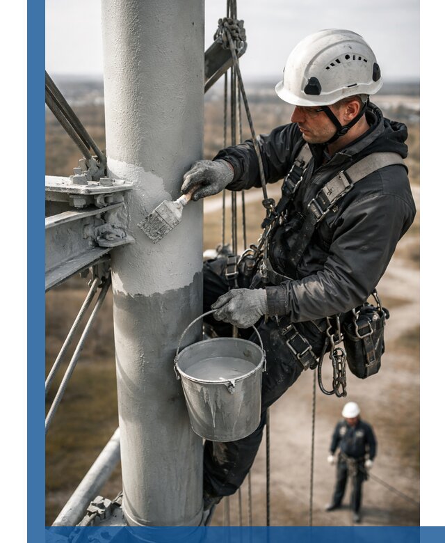 Покраска мачт связи в Ноябрьске промышленными альпинистами